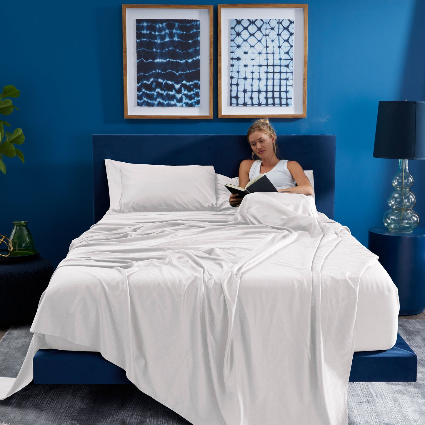 Bedgear HyperWool Pillowcase Bright White On Bed In Room With Model