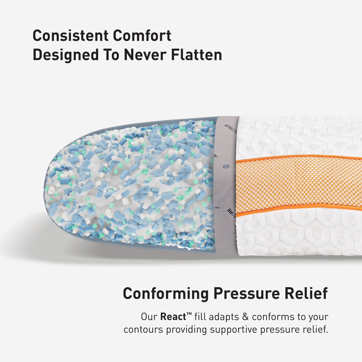 Bedgear Level Performance Pillow consistent comfort, designed to never flatten