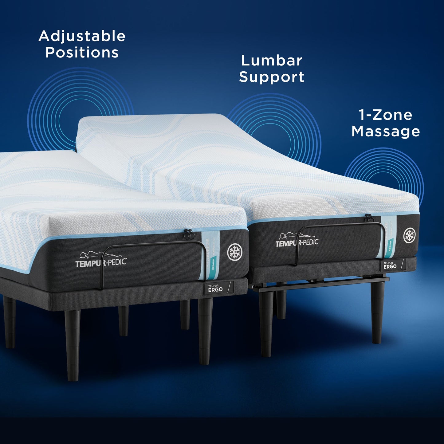 Tempur-Pedic Ergo 3.0 Adjustable Base Lumbar Support and 1-Zone Massage