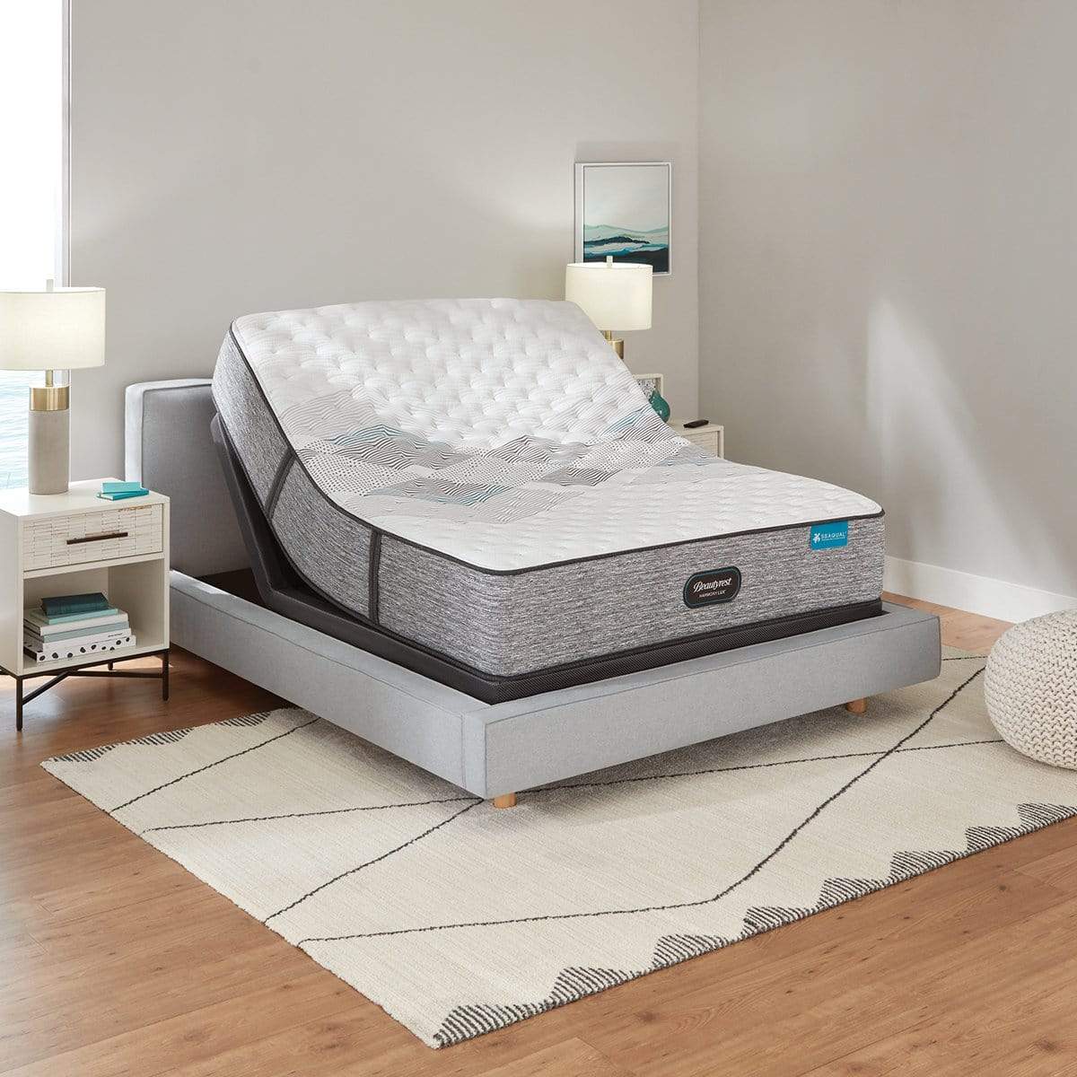 Beautyrest Harmony Lux Extra Firm Mattress In Bedroom On Adjustable Base