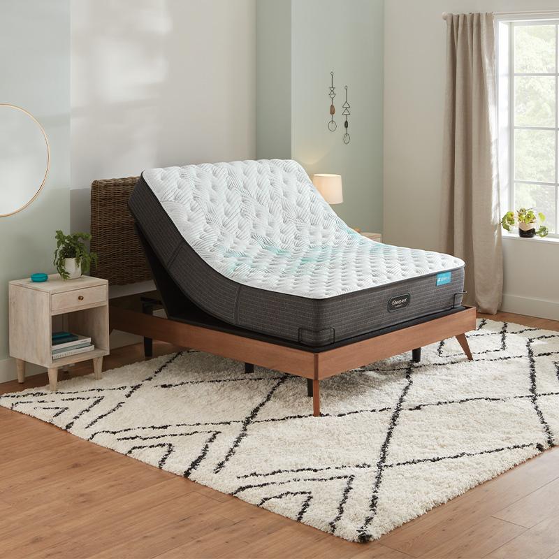 Beautyrest Harmony Cocoa Beach Extra Firm Mattress In Bedroom On Adjustable Base