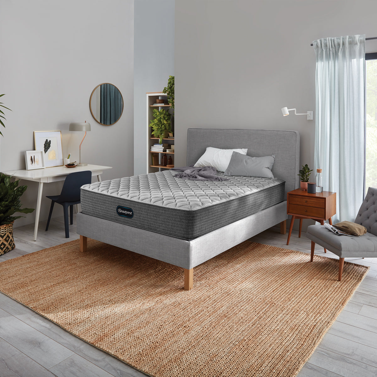Beautyrest Reach Thompson Extra Firm Mattress On Bed Frame In Bedroom