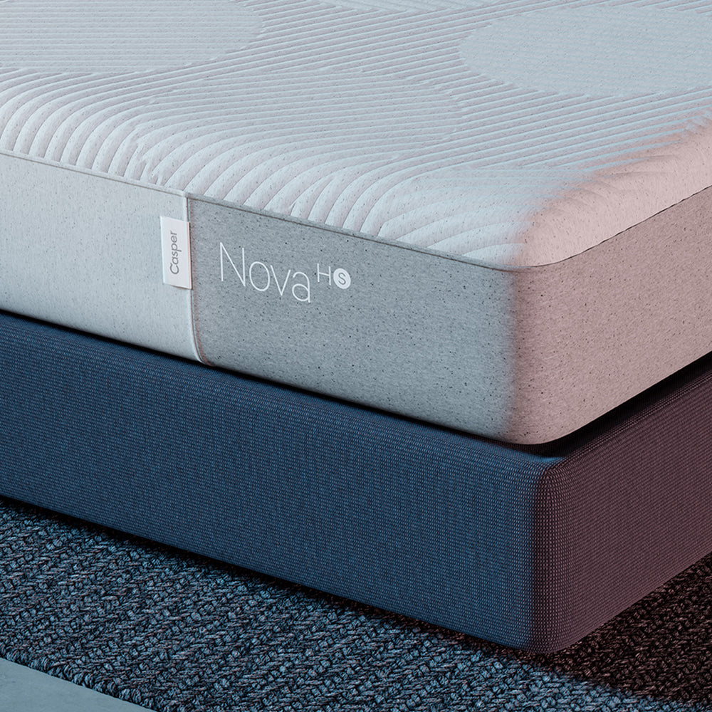 Casper Nova Hybrid Snow Mattress On Bed In Bedroom Corner Detail