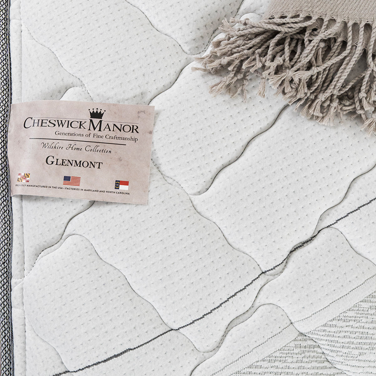 Cheswick Manor Glenmont Firm Mattress Fabric And Product Tag Detail