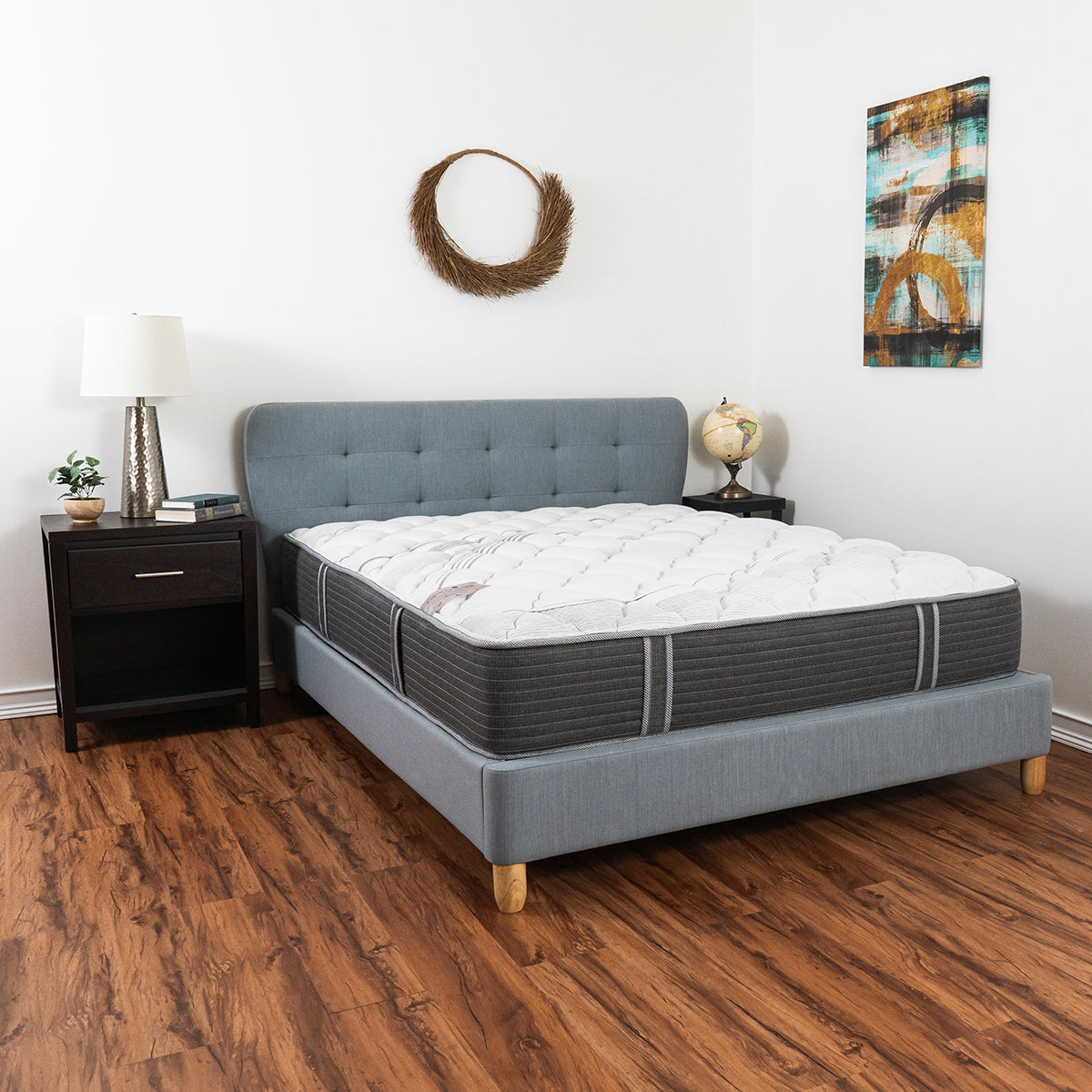 Cheswick Manor Kingston Plush Mattress In Bedroom On Platform Bed Front View