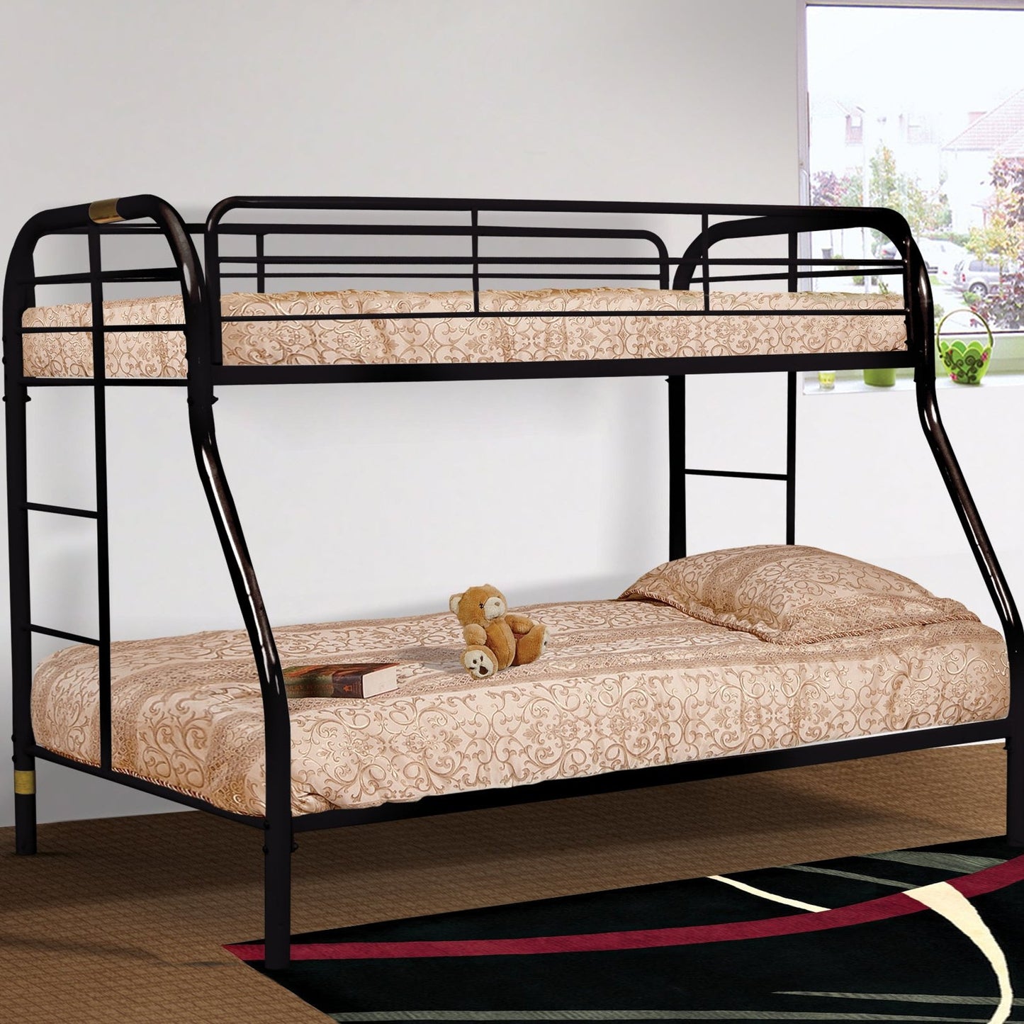 Global Trading Twin Over Full Bunk Bed in Black in Room