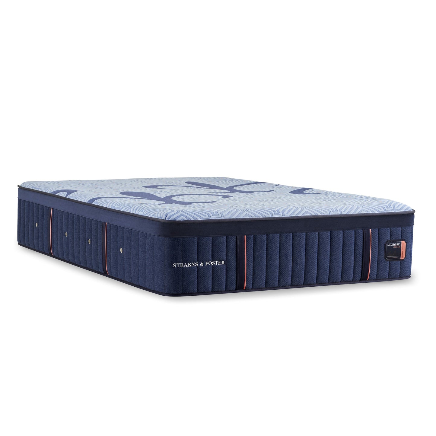 Stearns and Foster Lux Hybrid Medium Mattress, angled view, product only