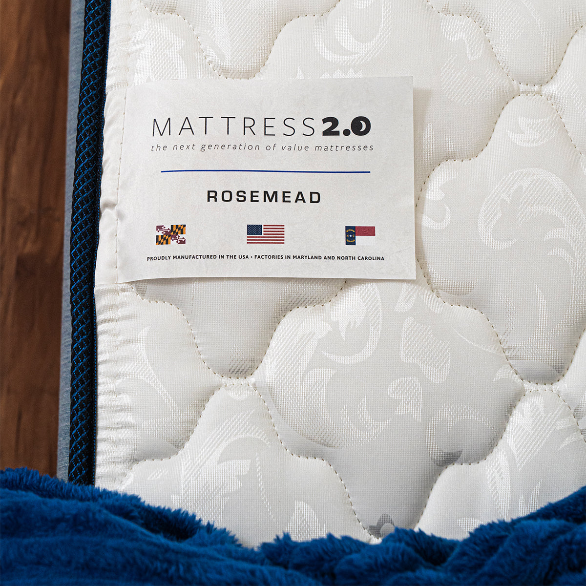 Mattress 2.0 Rosemead Firm Mattress Fabric and Manufacturer Tag Detail