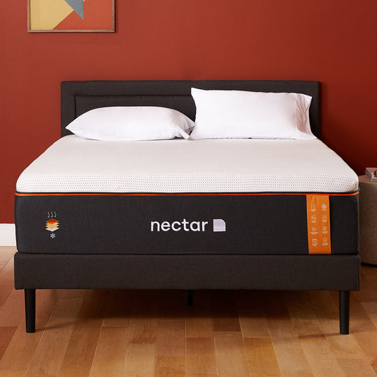 Nectar Premier Copper Memory Foam Mattress In Bedroom With Pillows