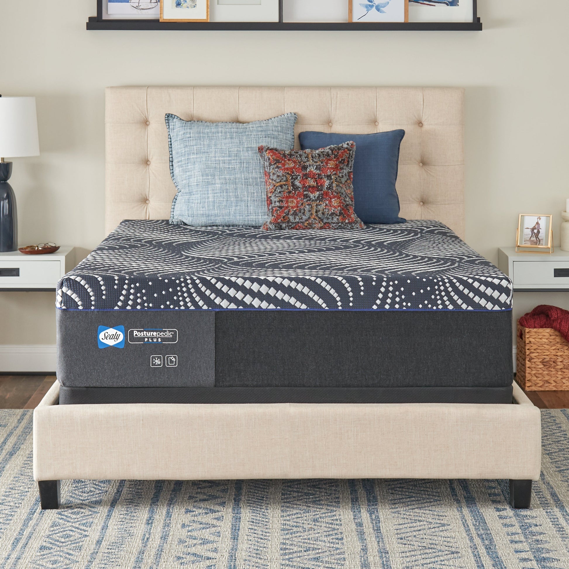 Sealy High Point Ultra Soft Mattress On Bed Frame In Bedroom Front View