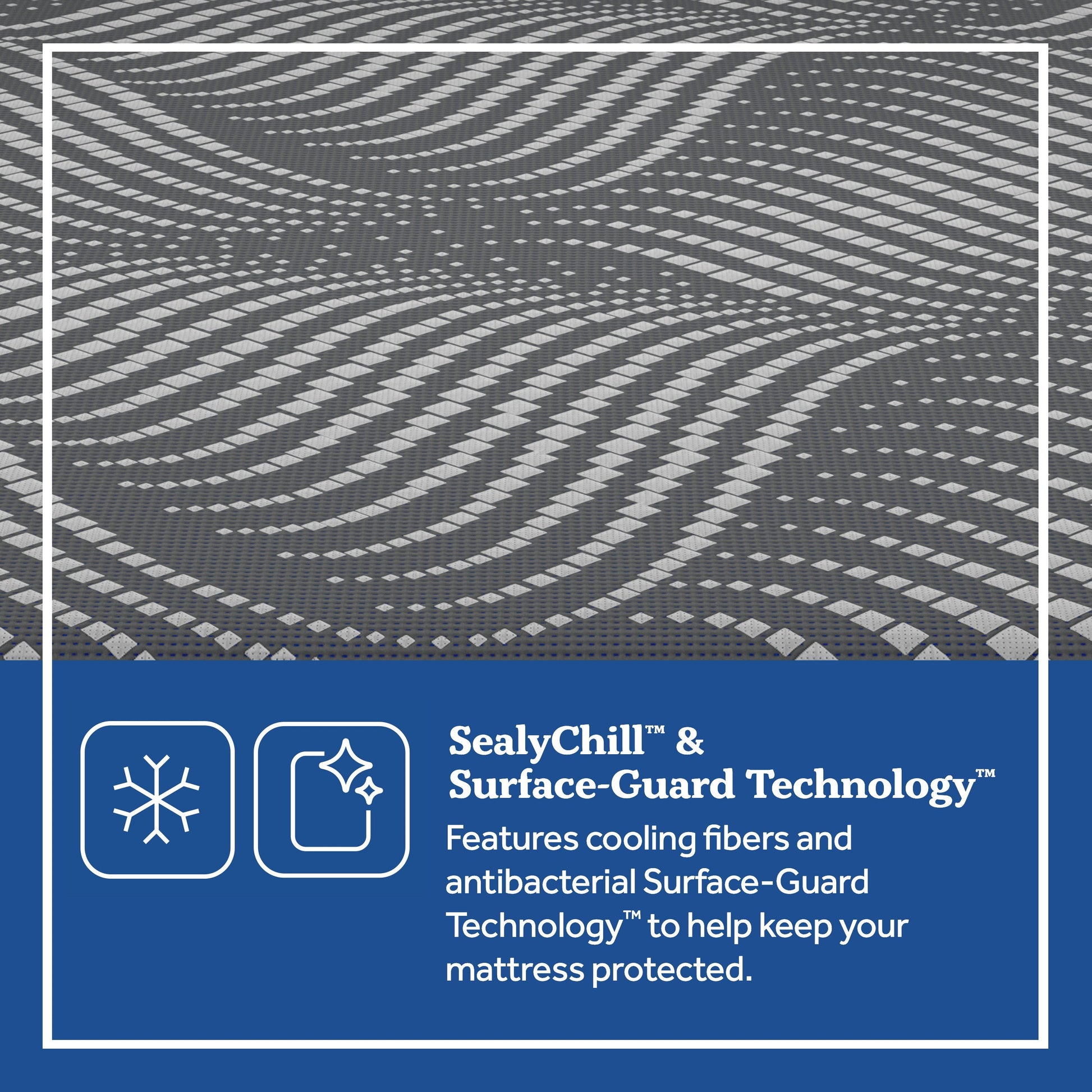 Sealy Albany Medium Hybrid Mattress SealyChill and Surface-Guard Technology badge