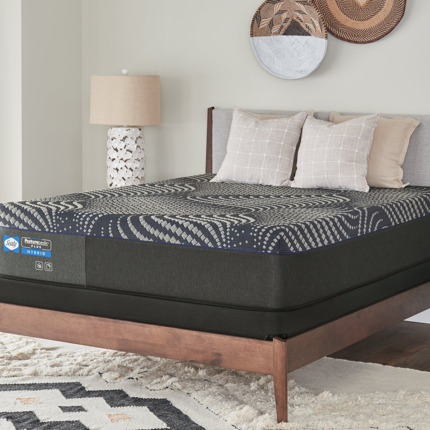 Sealy Albany Medium Hybrid Mattress On Bed Frame In Bedroom