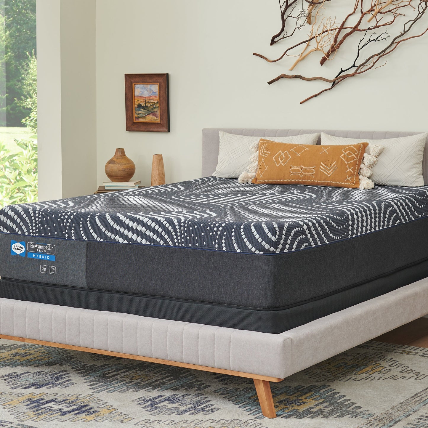 Sealy High Point Firm Mattress On Bed Frame In Bedroom