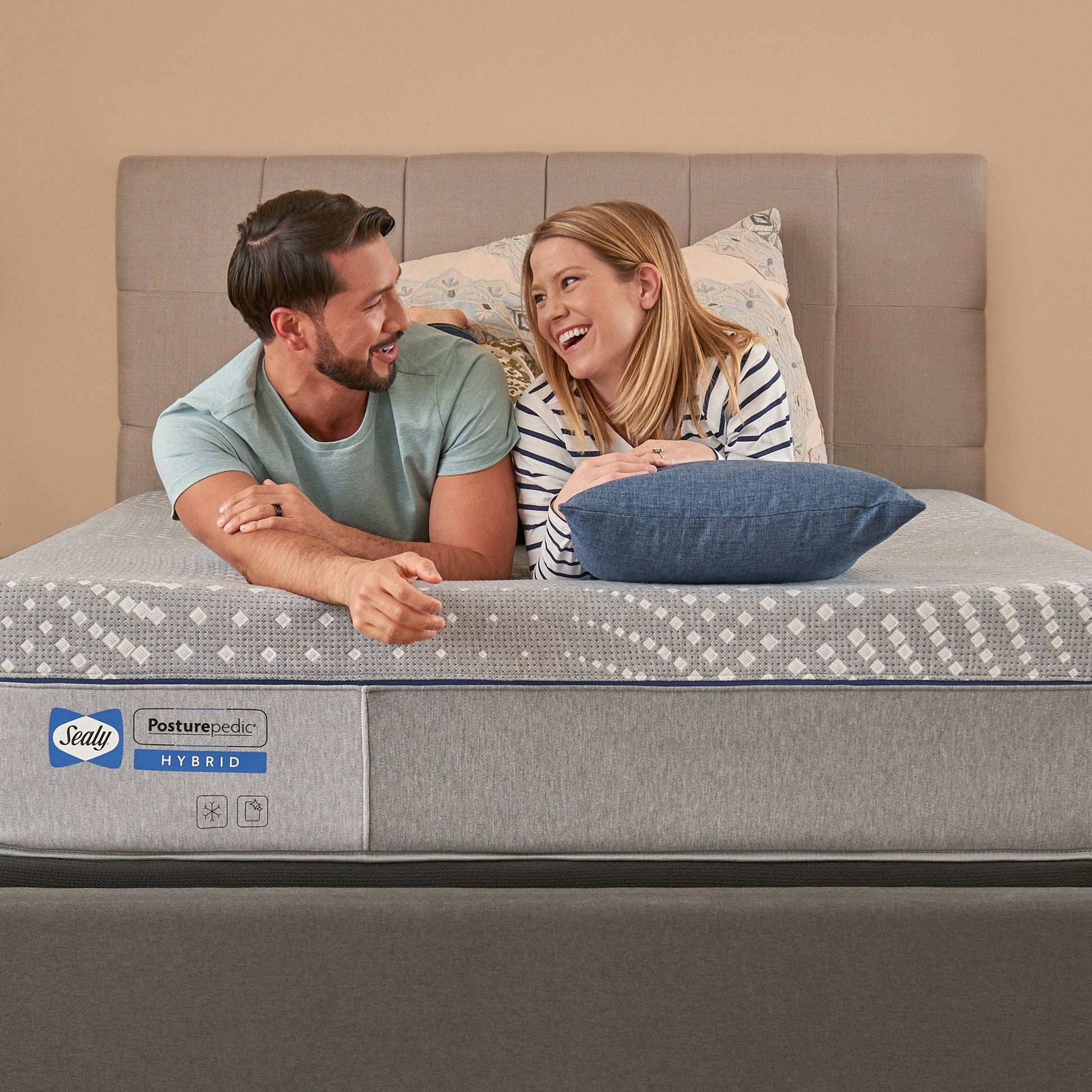 Sealy Hybrid Haralson Soft Mattress In Bedroom Couple Relaxing