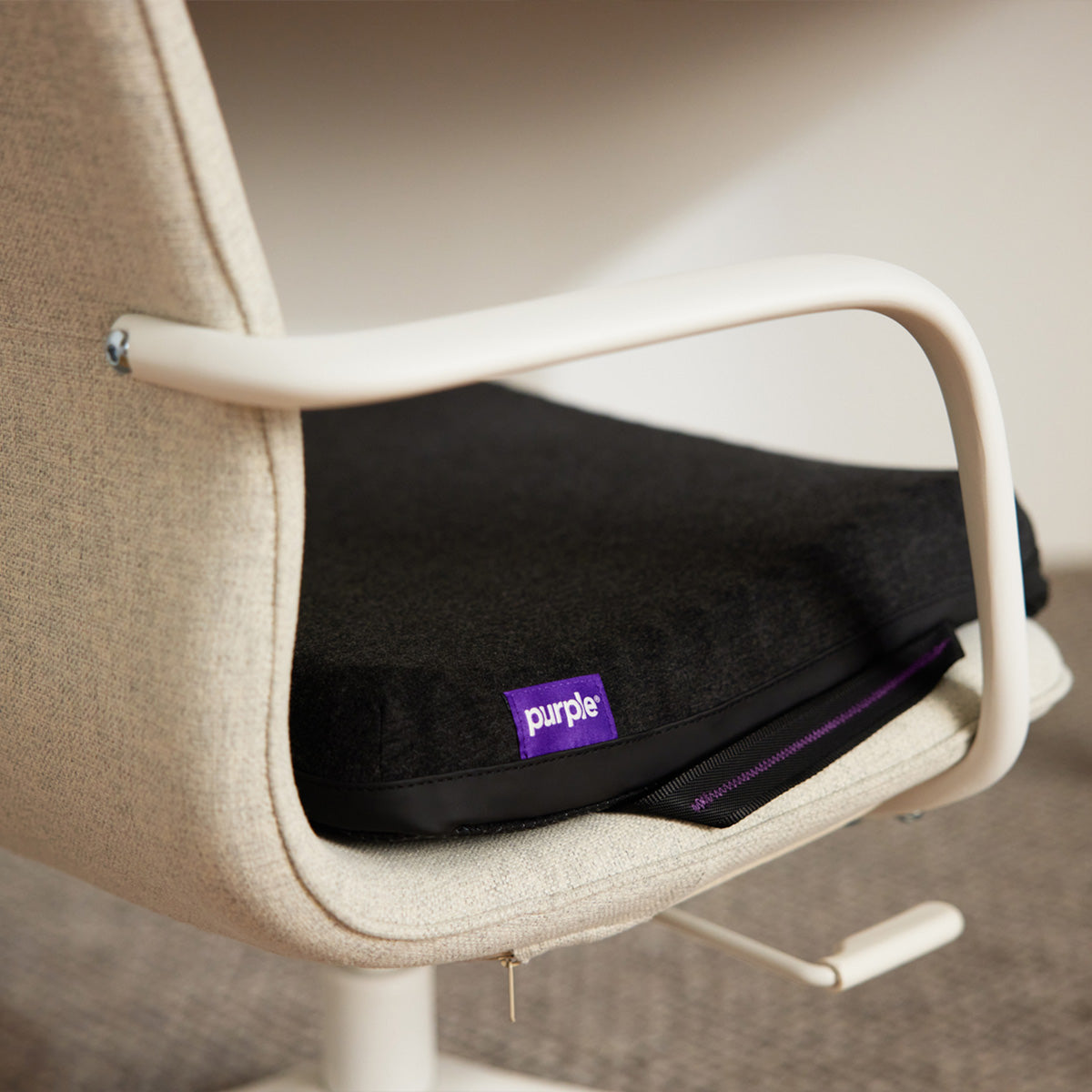 Purple Royal Seat Cushion On An Office Chair