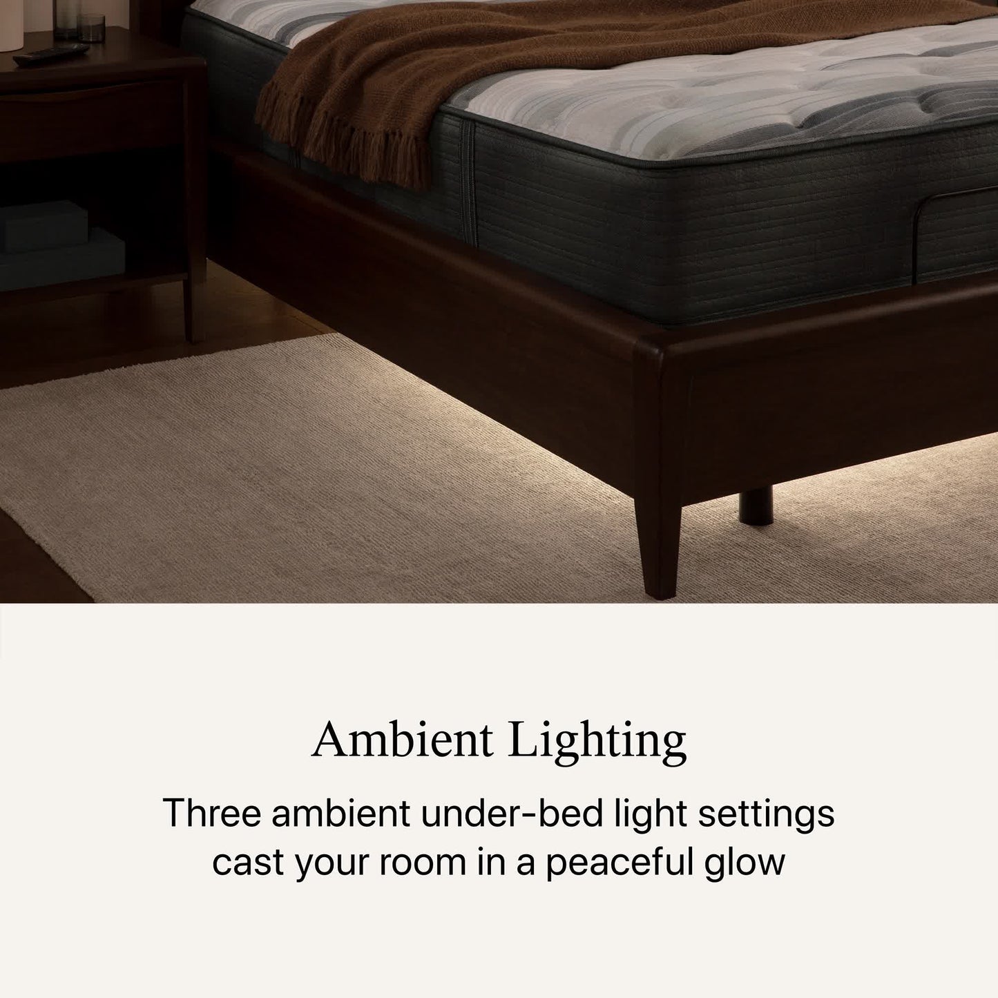 Mattress with Ambient Lighting Under Bed Detail
