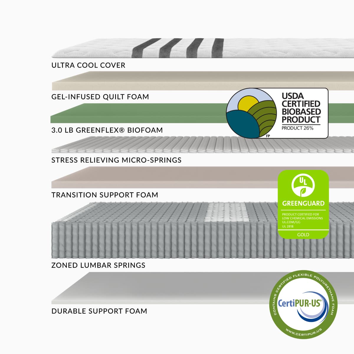 Leesa Legend Chill Medium Hybrid Mattress Mattress Layers Detail