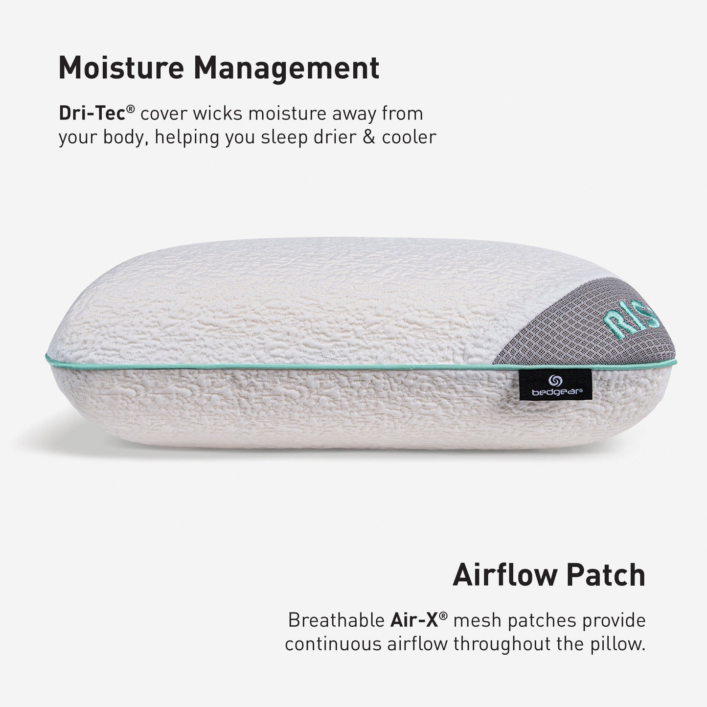 Bedgear Rise Performance Pillow Moisture Management & Airflow Patch