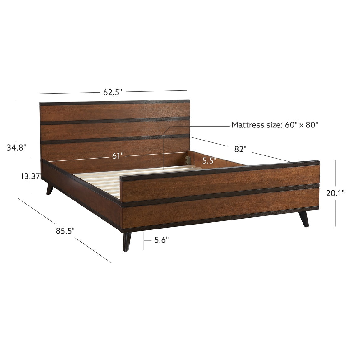 Hudson 2-Tone Platform Bed-measurements