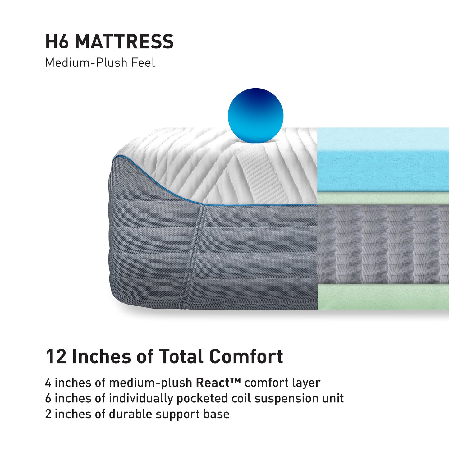 Bedgear H6 Plush Hybrid Performance Mattress Comfort Layers