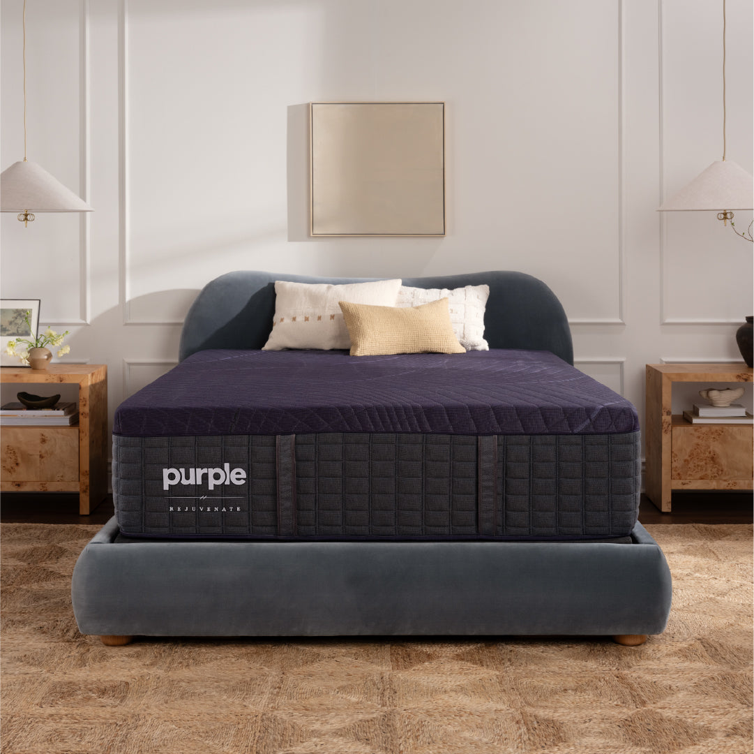 Purple Rejuvenate bedroom lifestyle image.