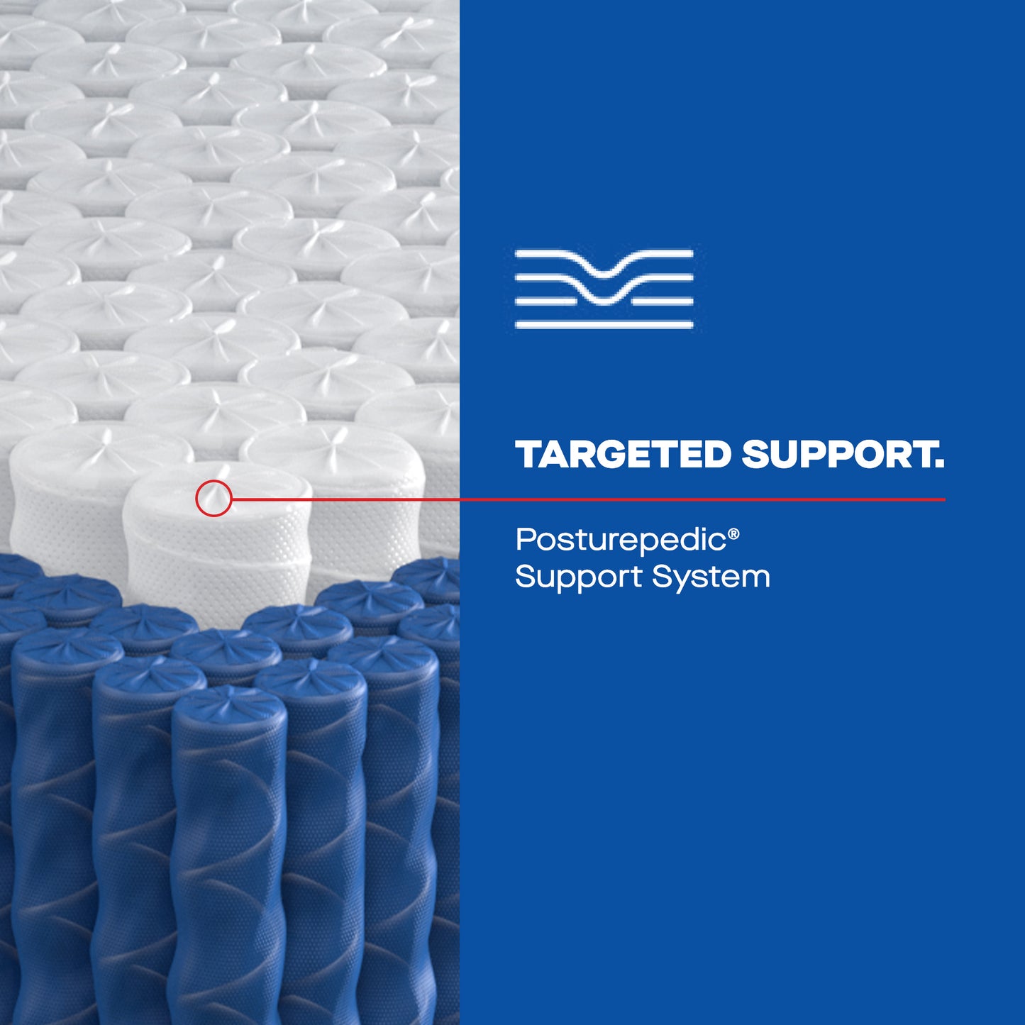 Sealy Posturepedic® Broad Knoll Medium Mattress. Targeted support. Posturepedic Support System.