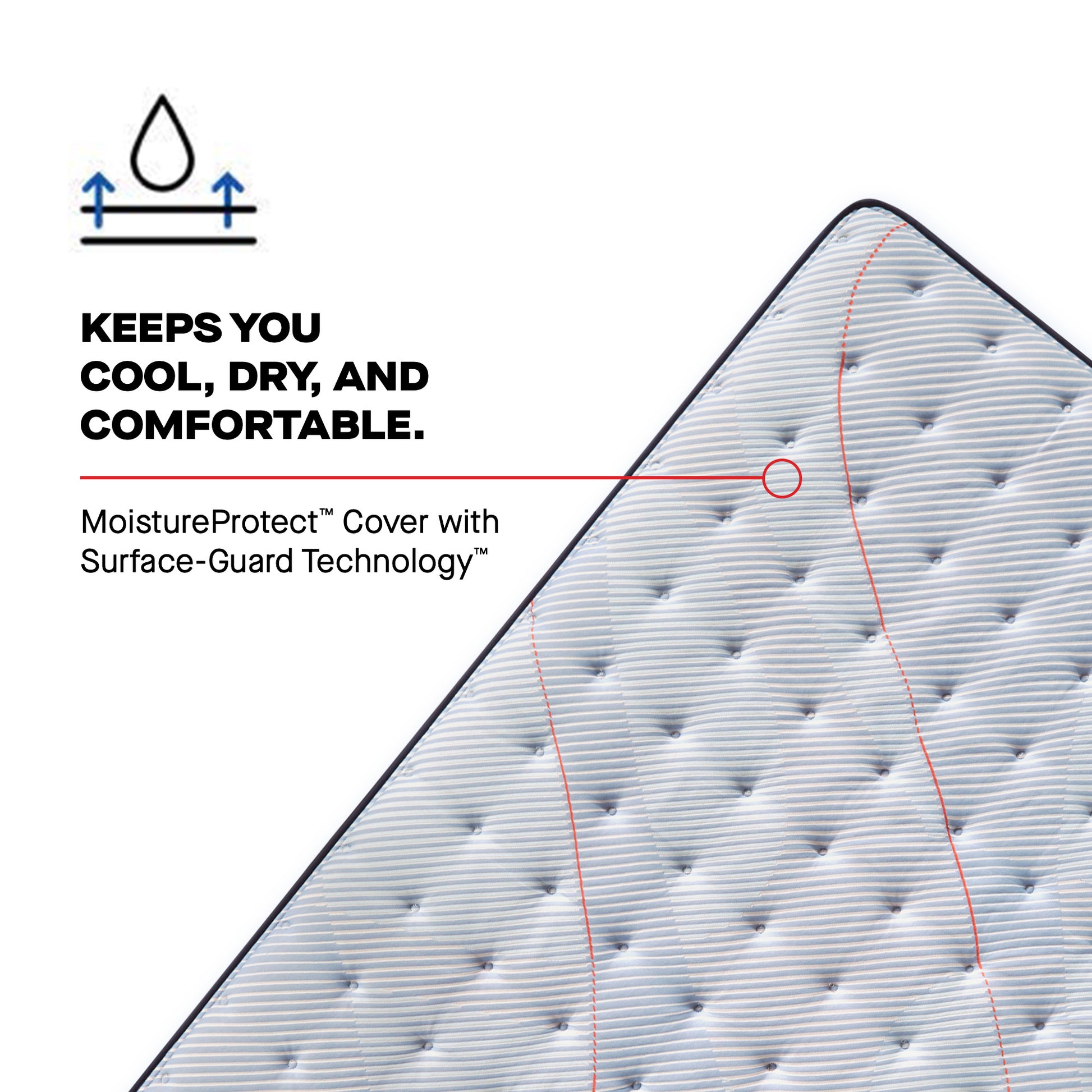 Sealy Posturepedic® Broad Knoll Medium Mattress.  Keeps you cool, dry, and comfortable. MoistureProtect Cover with Surface-Guard Technology.