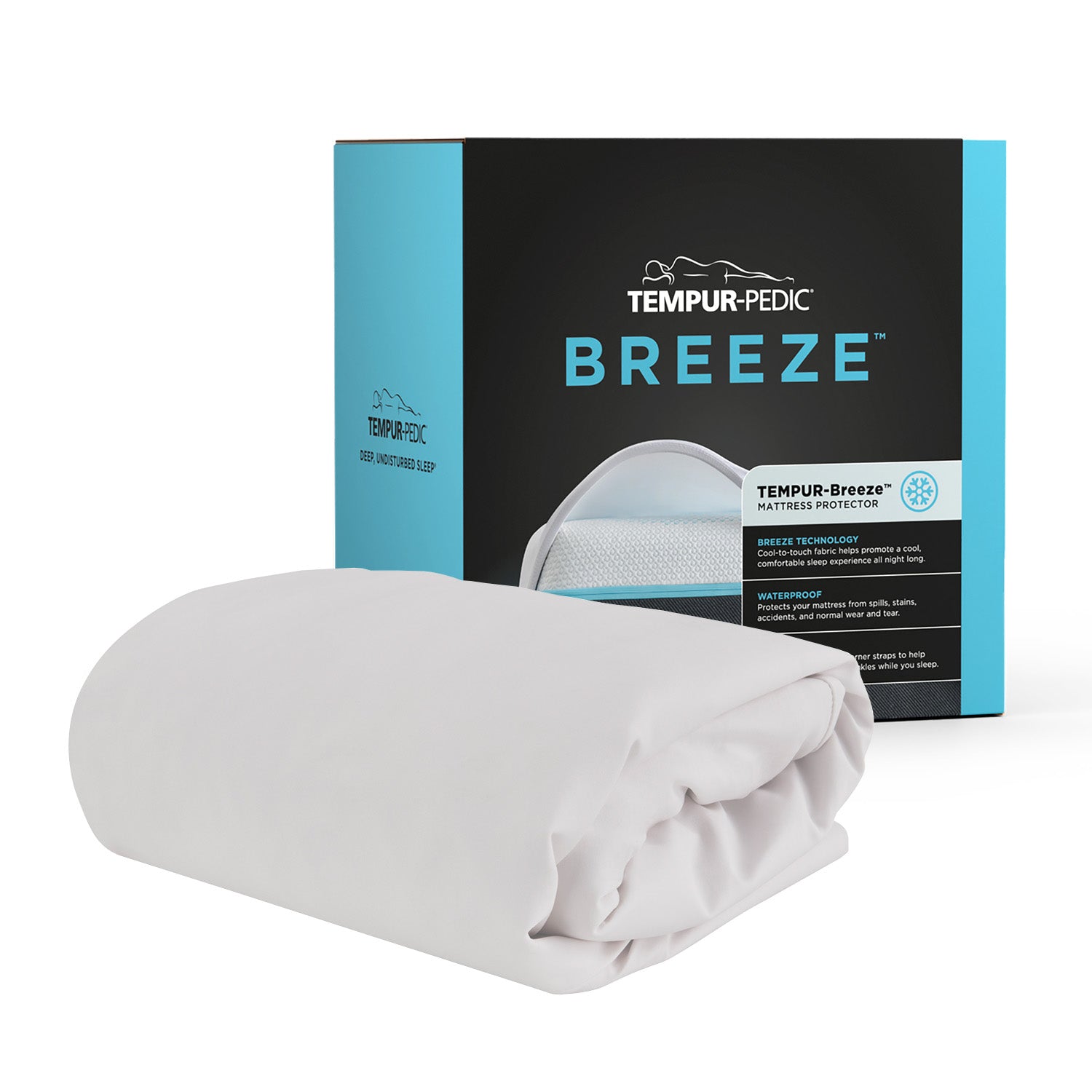 Tempur-pedic TEMPUR-Breeze® Mattress Protector and its packaging.