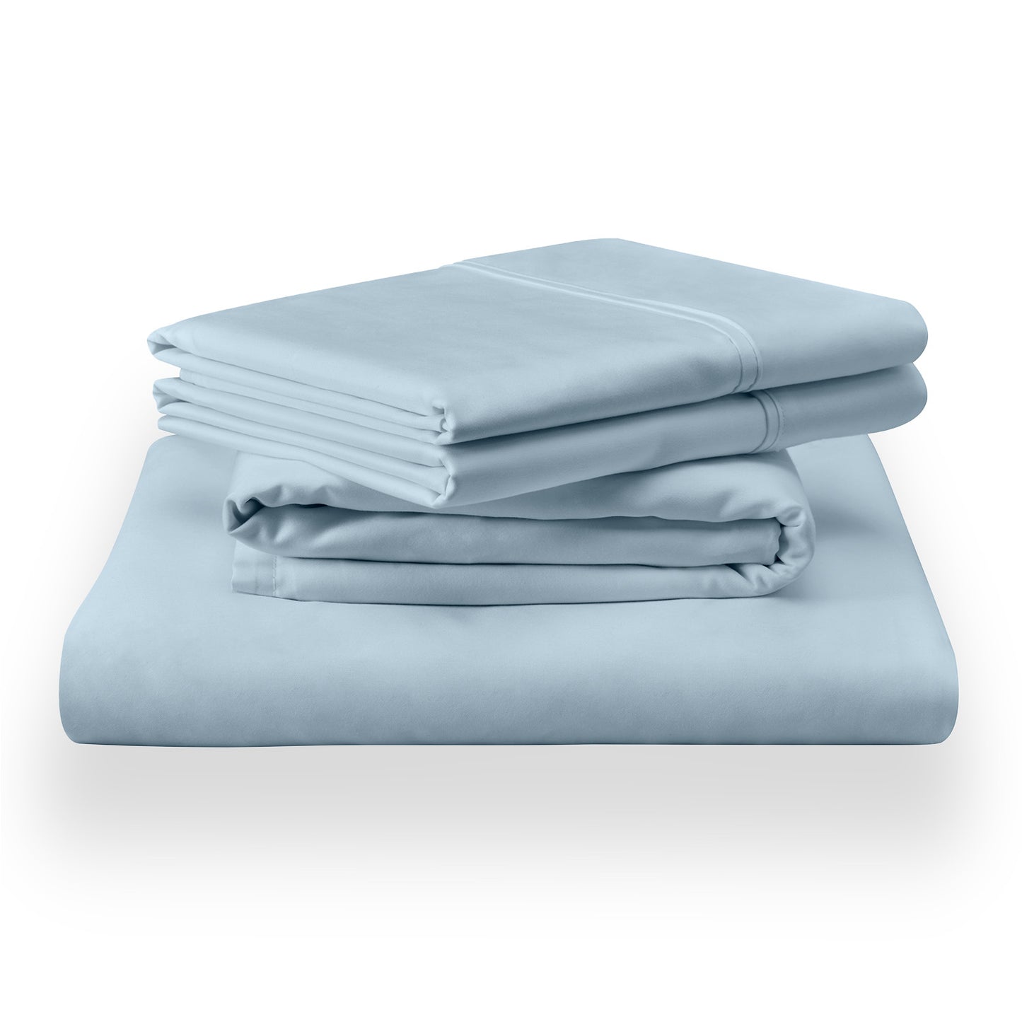 Tempur-pedic TEMPUR-Breeze® Cooling Sheets stack in sleepy blue.