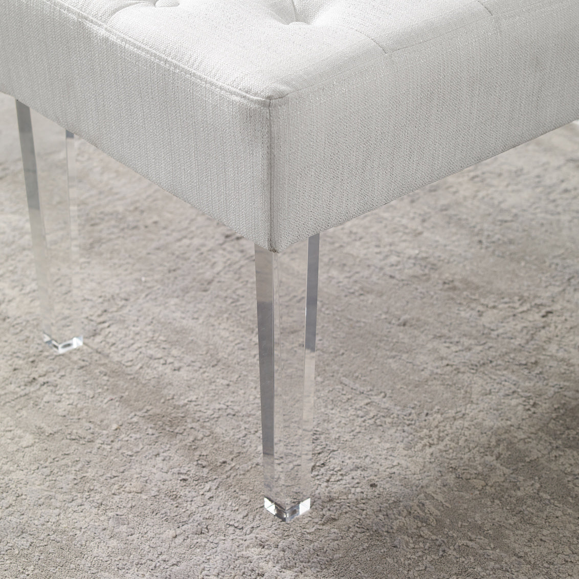 Ella Acrylic Leg Upholstered Bench Platinum-closeup