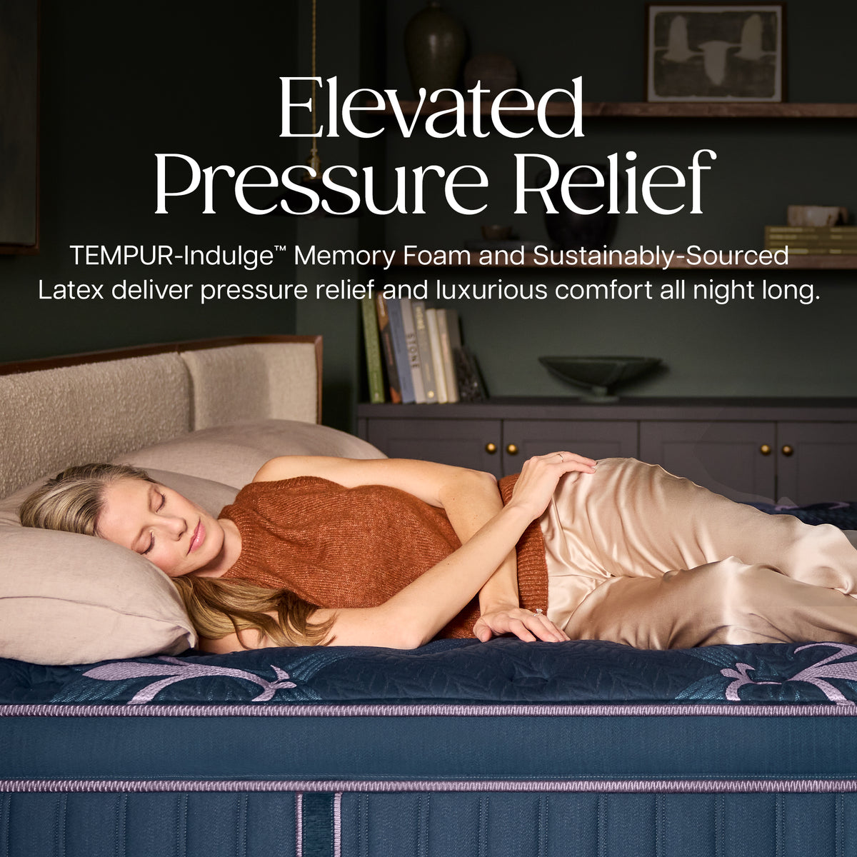 Stearns & Foster Legacy Firm Pillow Top Mattress II - Elevated Pressure Relief: TEMPUR-Indulge Memory Foam and Sustainably-Sourced Latex deliver pressure relief and luxurious comfort all night long.