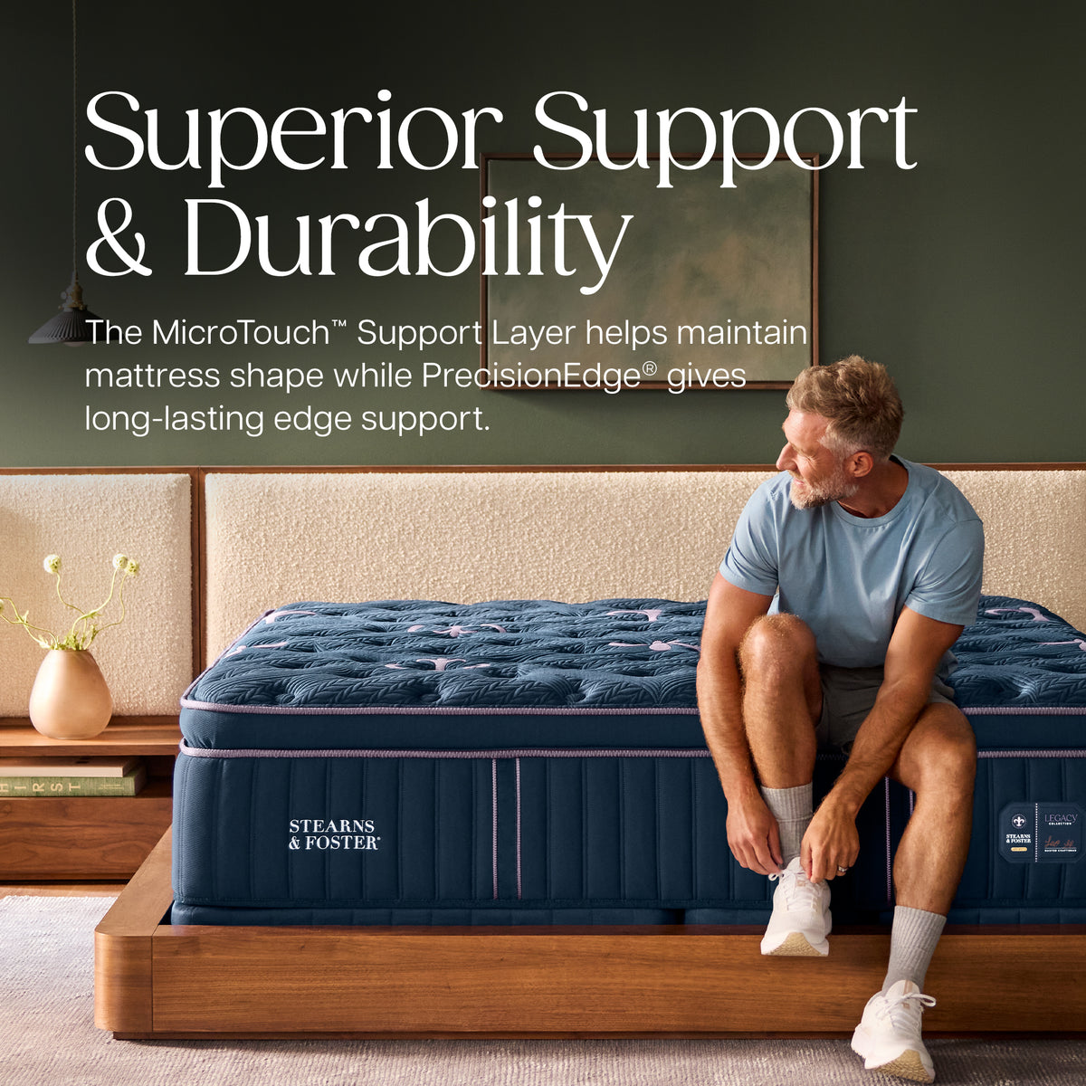 Stearns & Foster Legacy Firm Pillow Top Mattress II - Superior Support & Durability: The MicroTouch Support Layer helps maintain mattress shape while PrecisionEdge gives long-lasting edge support.