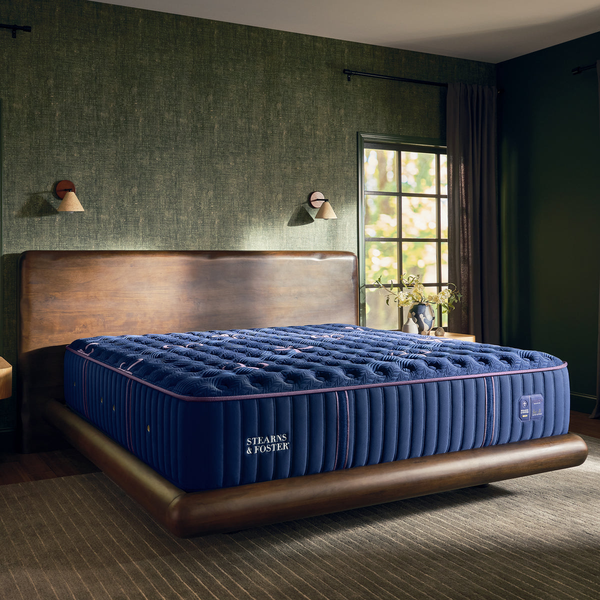 Stearns & Foster Legacy Firm Mattress II angled in a bedroom