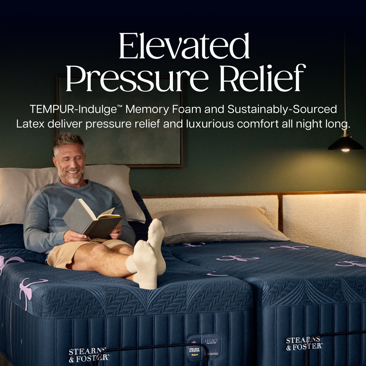 Stearns & Foster Legacy Medium Hybrid Mattress II - Elevated Pressure Relief: TEMPUR-Indulge Memory Foam and Sustainably-Sourced Latex deliver pressure relief and luxurious comfort all night long.