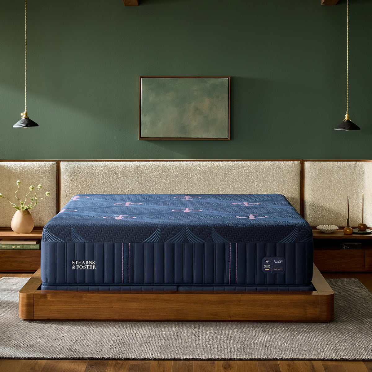 Stearns & Foster Legacy Soft Hybrid Mattress II front view in a bedroom