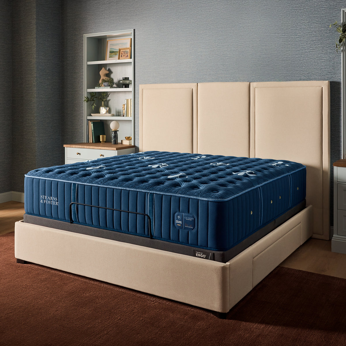Stearns & Foster Lux Estate Medium Mattress II angled in a bedroom