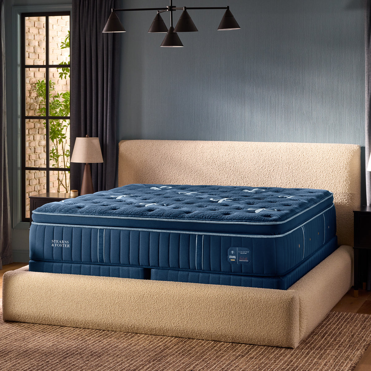 Stearns & Foster Lux Estate Soft Pillow Top Mattress II angled in a room