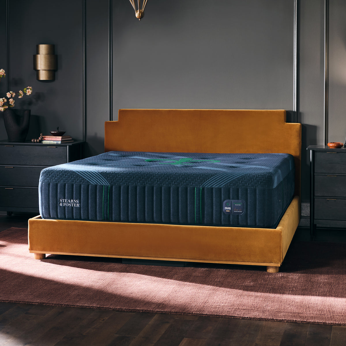 Stearns & Foster Reserve Medium Hybrid Mattress II - angled in a bedroom
