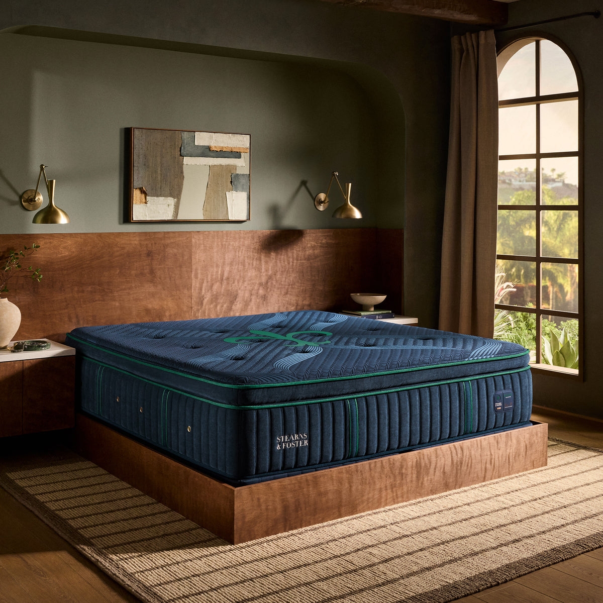 Stearns & Foster Reserve Soft Pillow Top Mattress II - angled in a bedroom