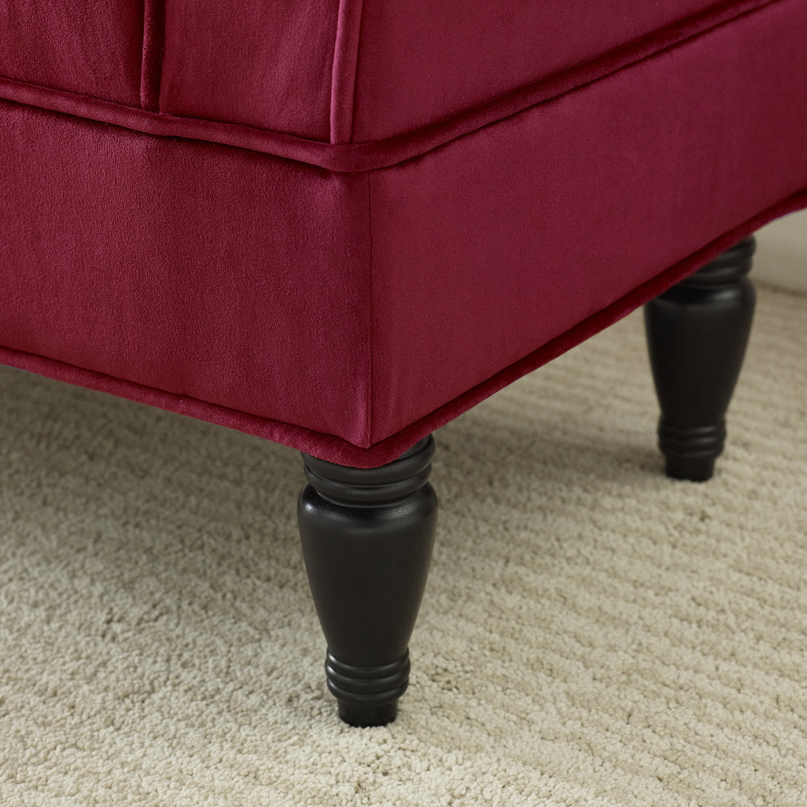 Lillian Upholstered Bench in Berry corner