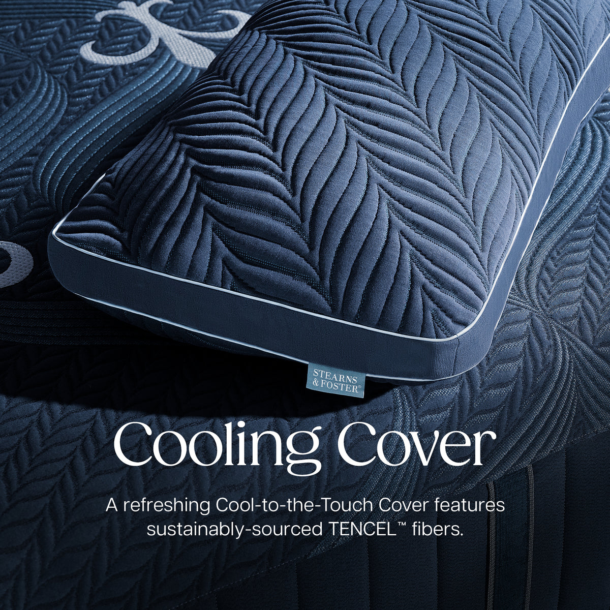 Stearns & Foster Lux Estate Pillow - product image - Cooling Cover - A refreshing Cool-to-the-Touch Cover features sustainably-sourced TENCEL™ fibers.