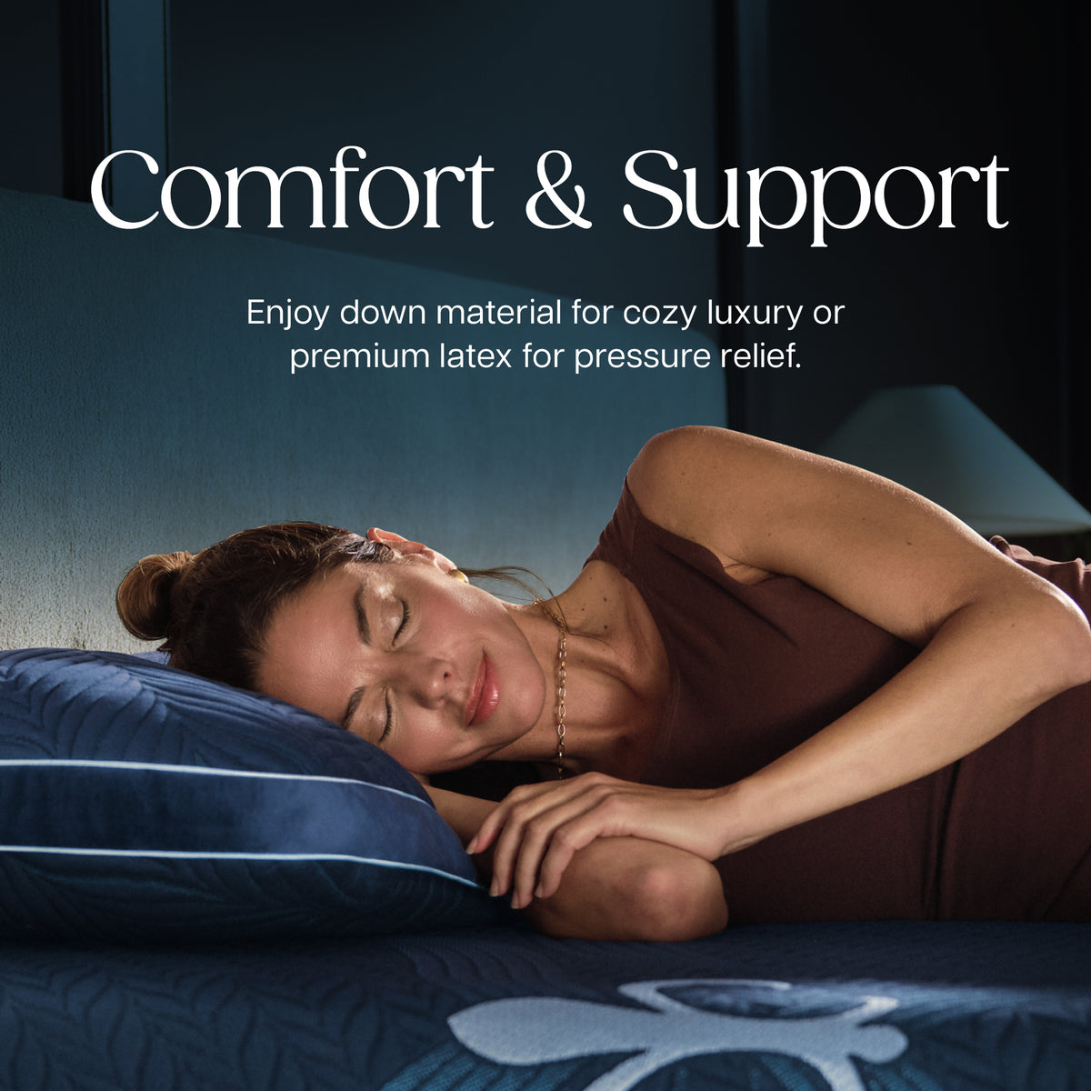 Stearns & Foster Lux Estate Pillow - lifestyle image - Comfort & Support - Enjoy down material for cozy luxury or premium latex for pressure relief.