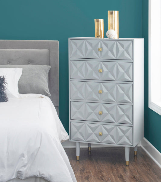 Geo 5-Drawer Dresser in Grey-Lifestyle