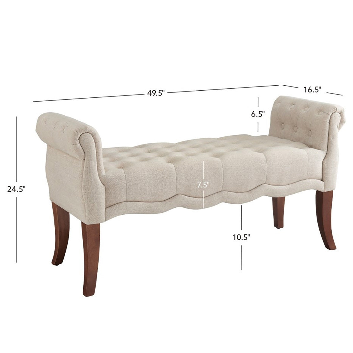 Linon Madison Upholstered Bench in Natural