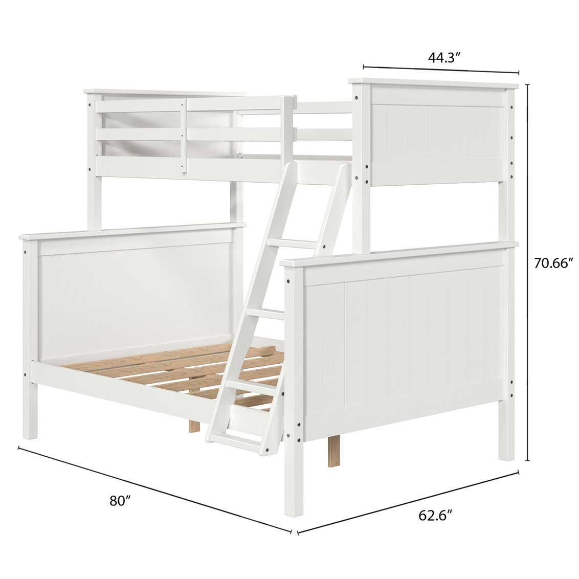 Leah Twin over Full Bunk Bed in White-measurements