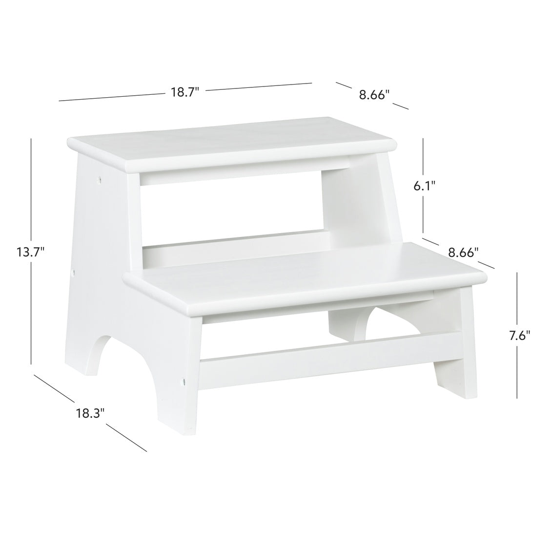 Tyler Bed Steps in White-measurements