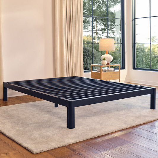 Purple Metal Platform Bed Frame bedroom image.