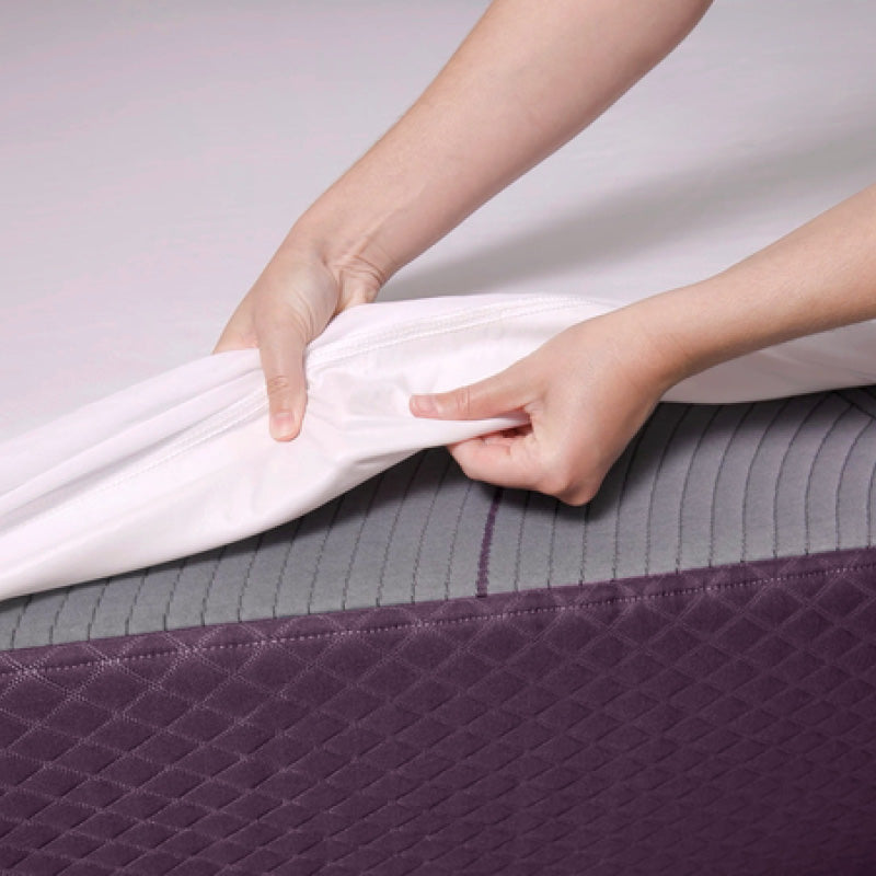 Purple Waterproof Mattress Protector fabric detail image showcasing dual layer defense.