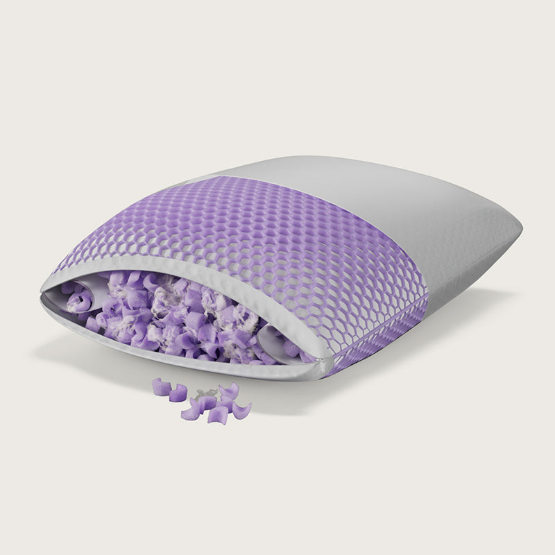 Purple Freeform™ Pillow silhouette image showing construction cross-section.
