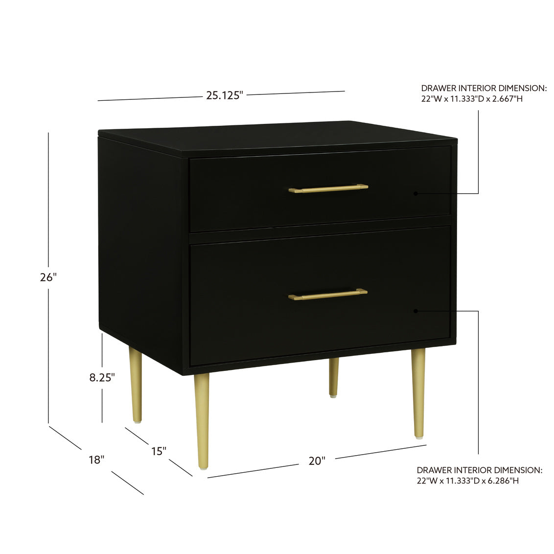 Gwyneth Nightstand in Black-measurements